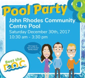 Pool Party invite at John Rhodes Community Centre Pool